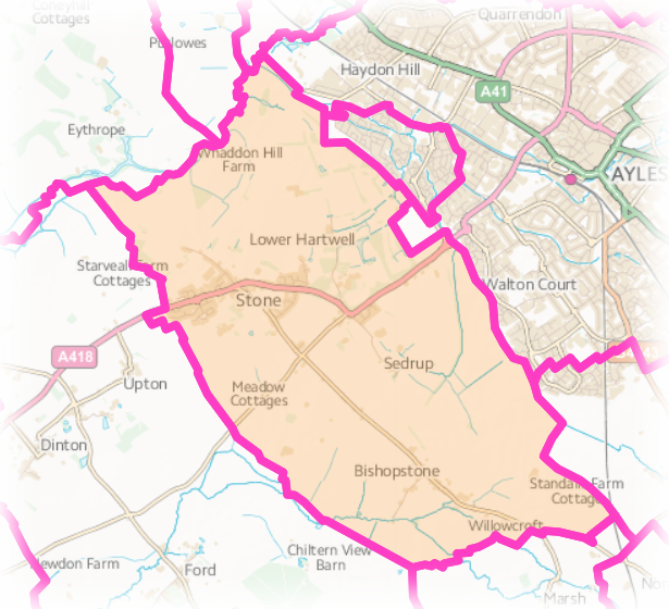 Map of Stone Bishopstone and Hartwell